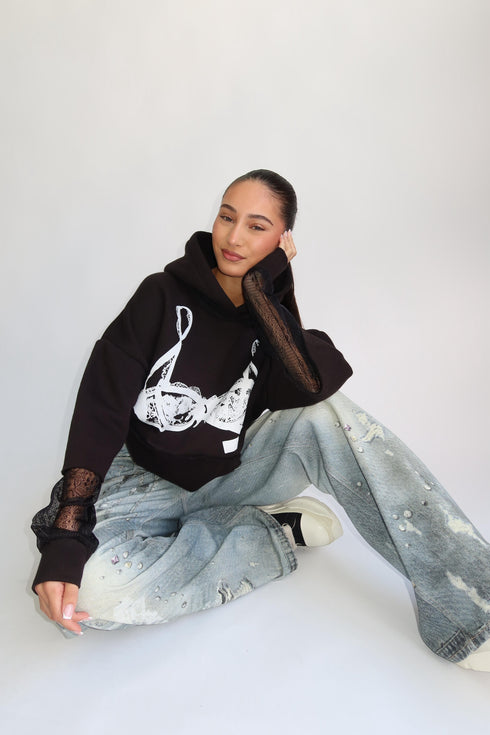 Priority spice Lace hoodie black