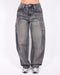 Dark vintage Barrel cargo stretch jeans