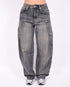 Dark vintage Barrel cargo stretch jeans