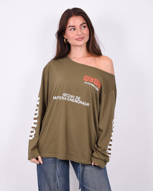 Off shoulder Longsleeve khaki