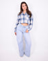 Baggy Wide leg stretch jeans light blue