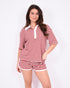 Striped Crochet polo set red