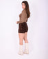 sequin stretch skort brown