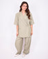 Pleated button pantalon green
