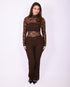 lace flared pants brown