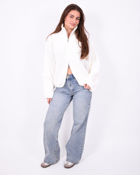 oversized zip knit off white