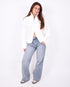 oversized zip knit off white