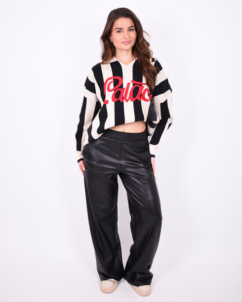 Palace knit polo beige/black