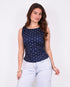Polkadot open back top navy