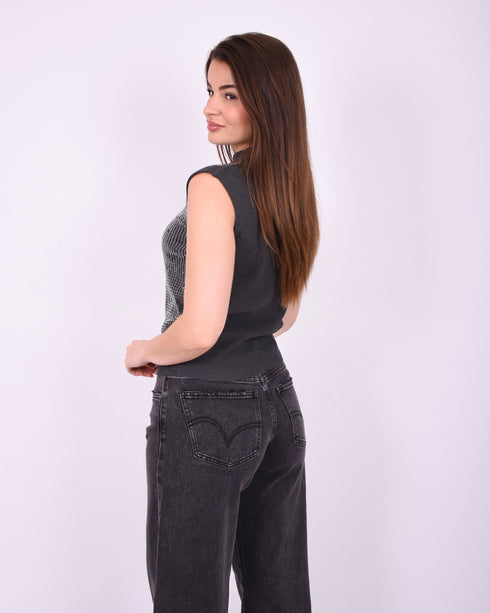 spencer top sequin dark grey