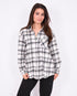 Checked rhinestone blouse black