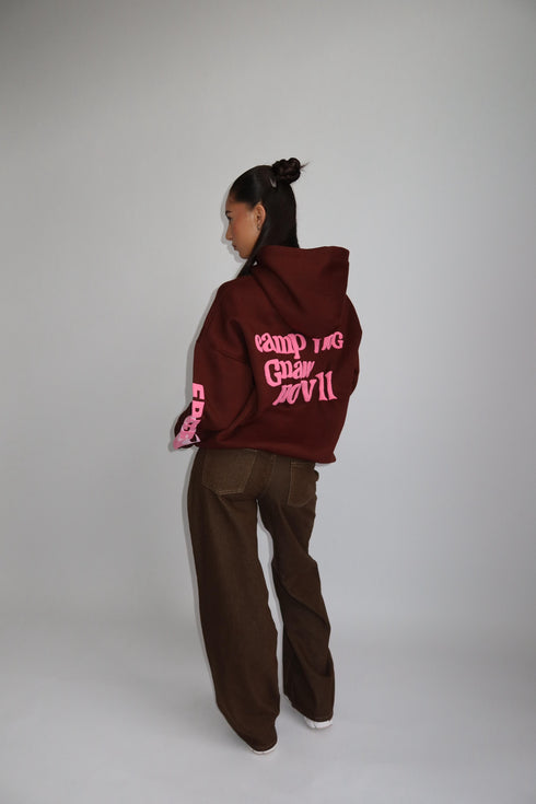 lucky me hoodie brown/pink