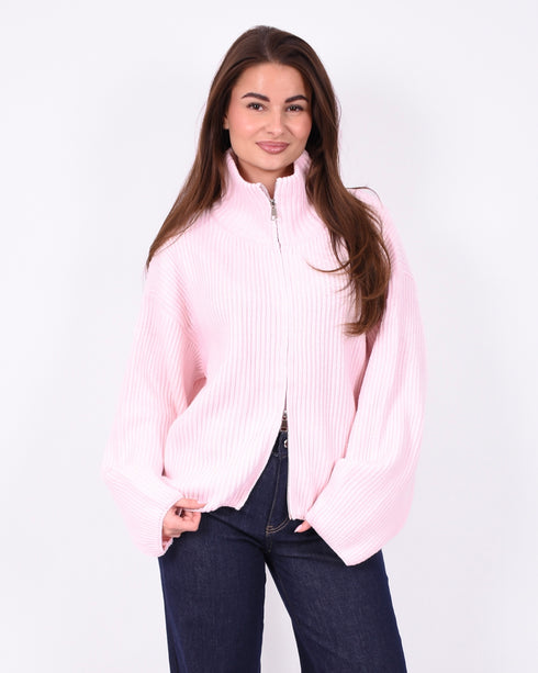 oversized zip knit pink