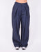 pleated checkered pants navy