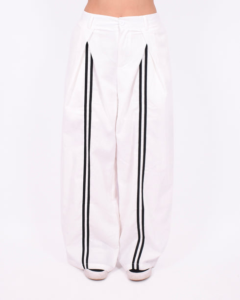 Linnen stripe pants white
