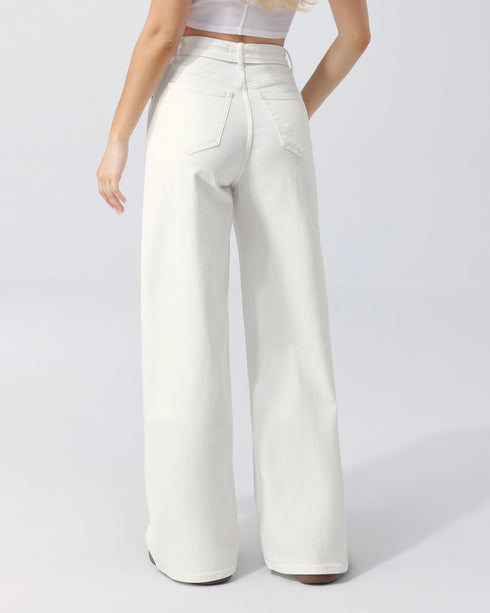 foldover stretch jeans off white