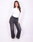 studs wide leg stretch jeans dark grey