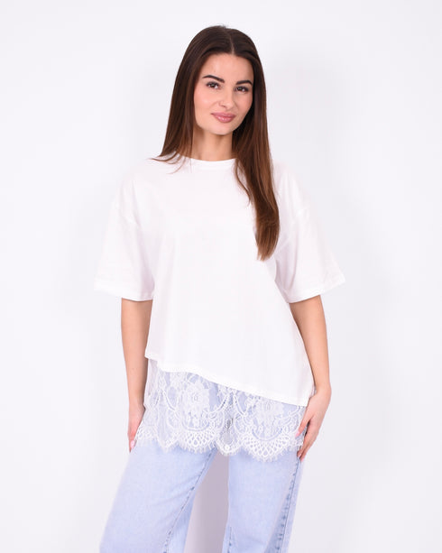 Lace detail t-shirt white