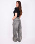 Distressed vintage barrel stretch jeans
