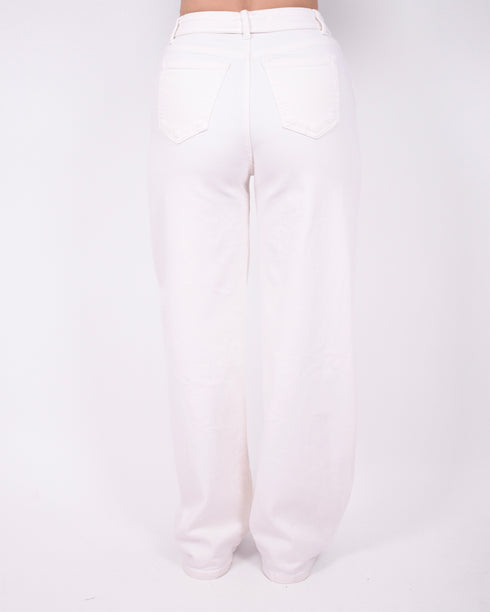foldover stretch jeans off white