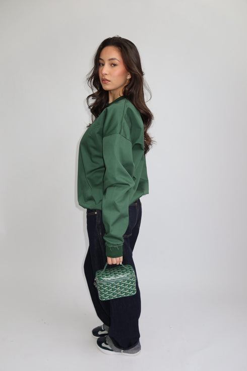 priority distressed logo sweater green