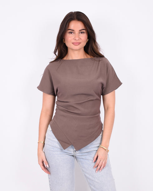 ivana draped top taupe