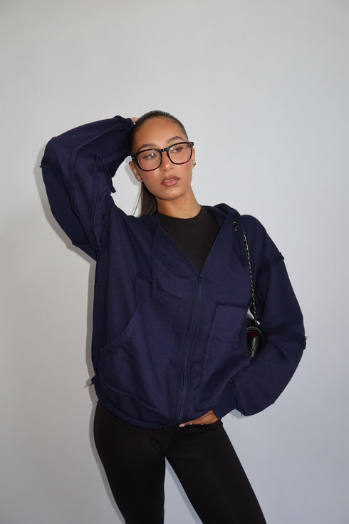 Priority zip up hoodie navy