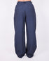 pleated checkered pants navy
