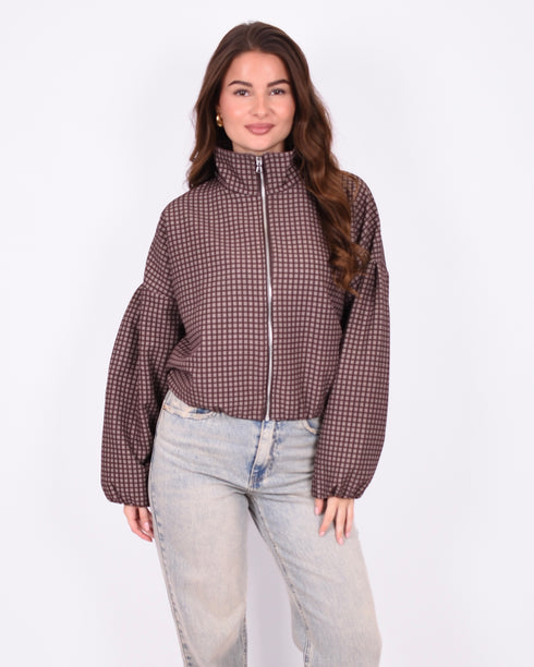 checkered bomber brown