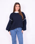 cozy knit navy/white