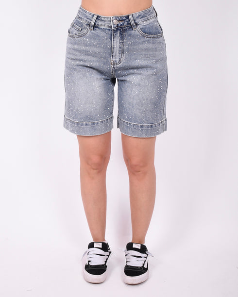 strass stretch jort medium blue