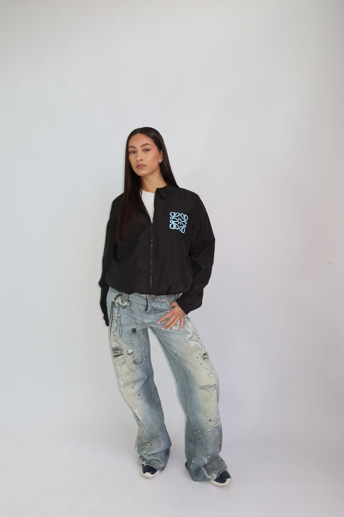 priority monogram windjacket black/blue