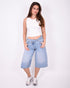 cross waist stretch jort