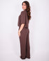 Linnen split blazer set brown