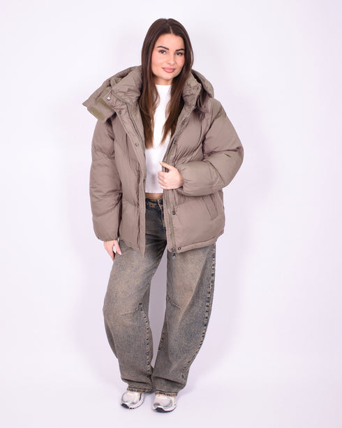 Puffer coat taupe