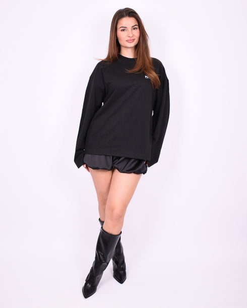 Satin balloon skort Black