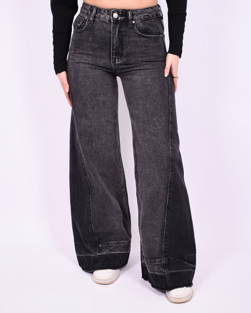 Patch tall wide leg jeans black