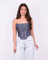 Paisley corset top navy