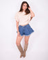 frayed denim short blue