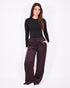 satin lace pants brown