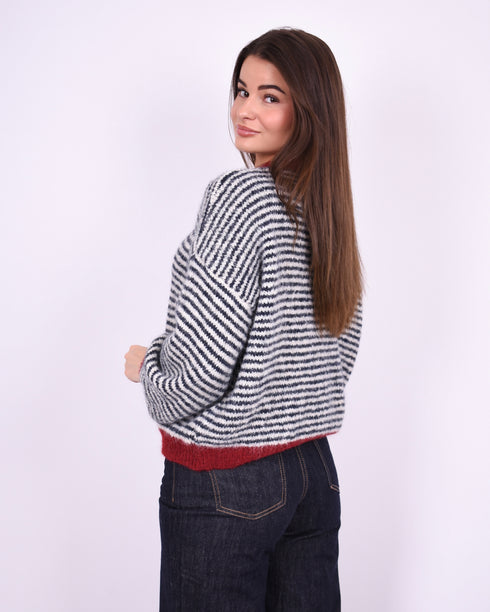Striped sweater navy/red