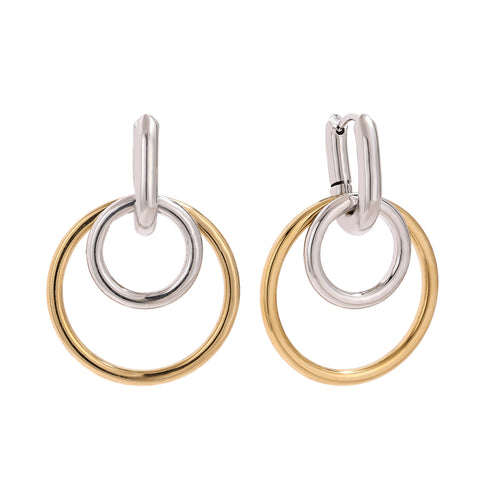 Round earrings silver/gold