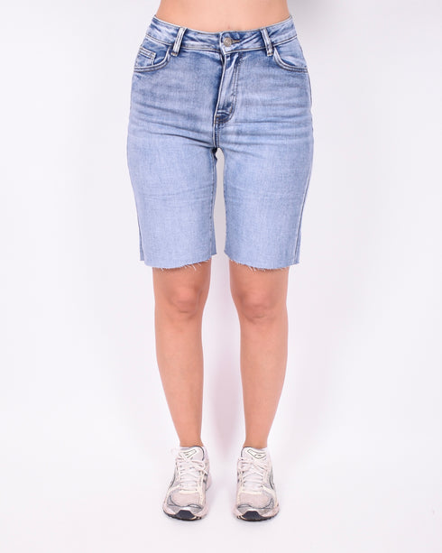 fitted stretch jort blue