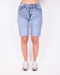 fitted stretch jort blue