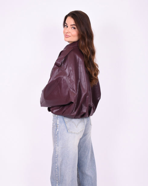 Puffy Leather jacket Bordeaux