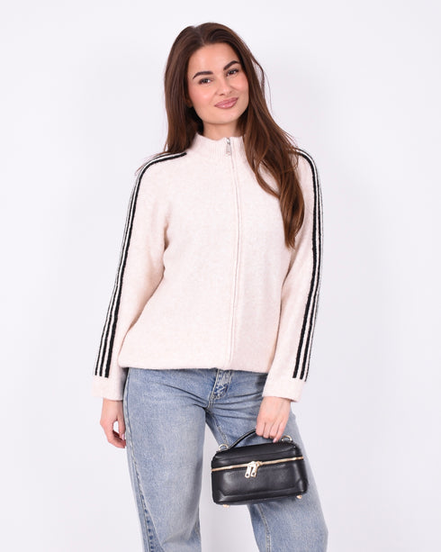 striped knit vest beige