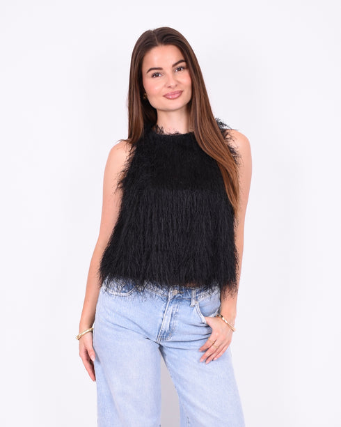 fluffy top black
