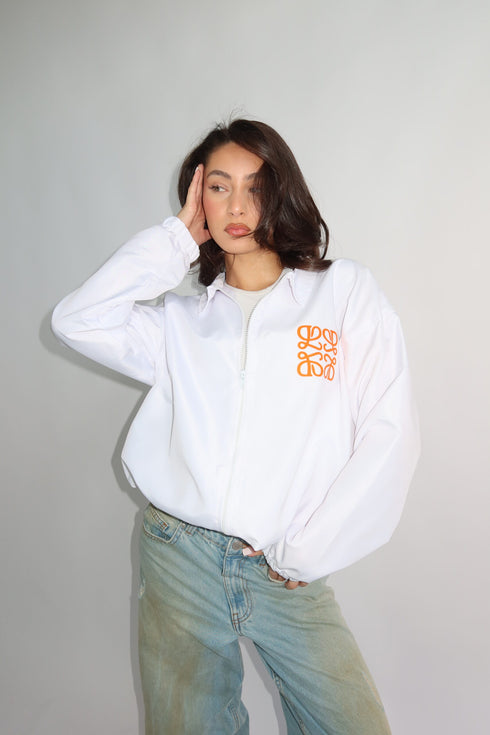 Priority monogram windjacket white/orange