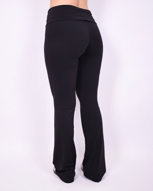 fold over flared pants black