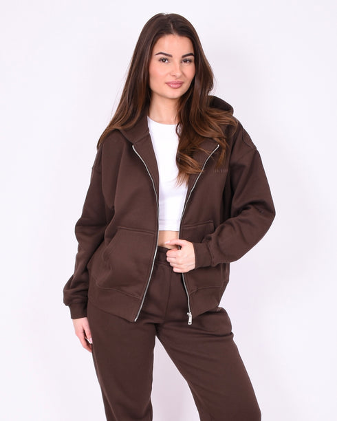 redefined zip up hoodie brown